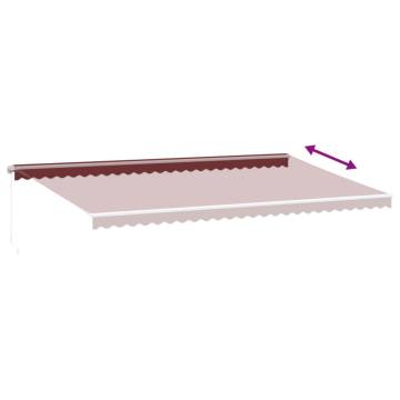 Manual Retractable Awning with LED Burgundy 600x300 cm