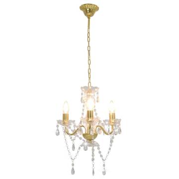 Chandelier with Beads Golden Round 3 x E14