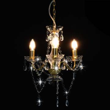 Chandelier with Beads Golden Round 3 x E14