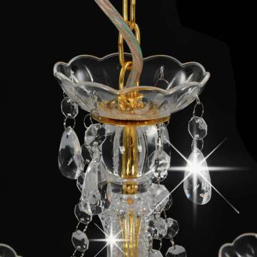 Chandelier with Beads Golden Round 3 x E14