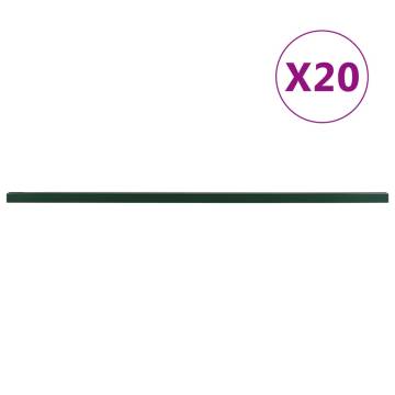 Garden Fence Posts 20 pcs Green 240 cm Steel