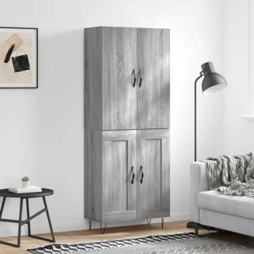 Highboard Grey Sonoma 69.5x34x180 cm Engineered Wood