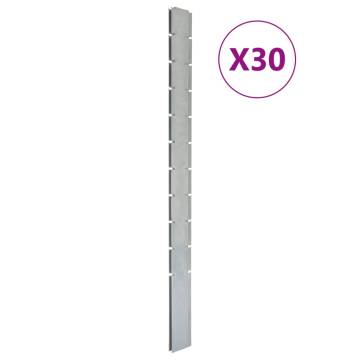 Garden Fence Posts 30 pcs Silver 260 cm Galvanised Steel