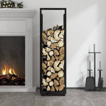 Log Holder Black 33.5x30x110 cm Solid Wood Pine