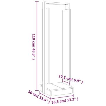 Log Holder Black 33.5x30x110 cm Solid Wood Pine