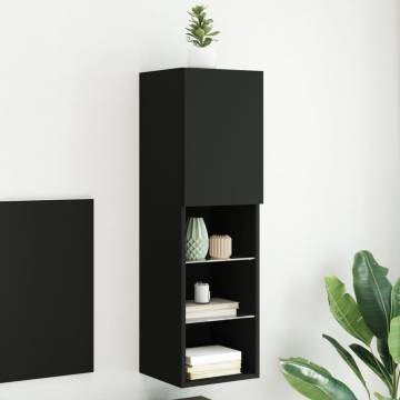 TV Cabinet with LED Lights Black 30.5x30x102 cm