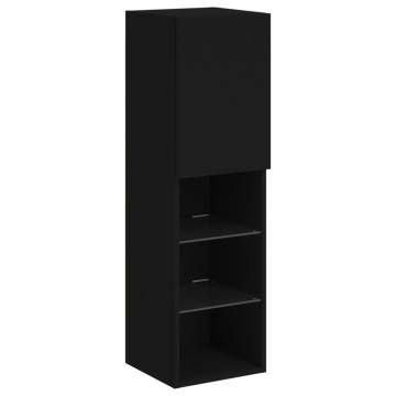 TV Cabinet with LED Lights Black 30.5x30x102 cm