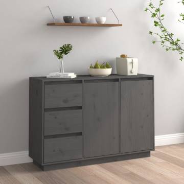 Sideboard Grey 111x34x75 cm Solid Wood Pine