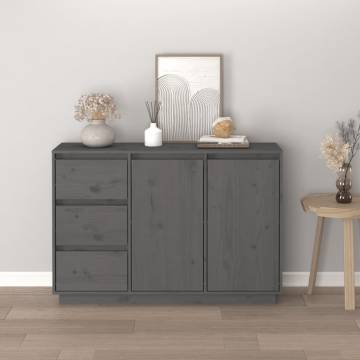 Sideboard Grey 111x34x75 cm Solid Wood Pine