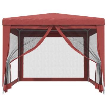 Party Tent with 4 Mesh Sidewalls Red 3x4 m HDPE