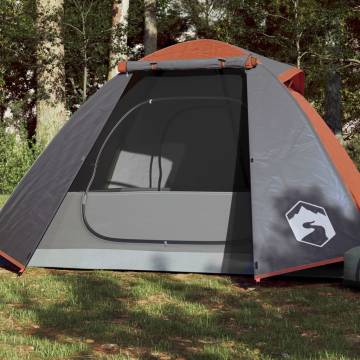 Camping Tent 2-Person Grey and Orange Blackout Fabric Waterproof