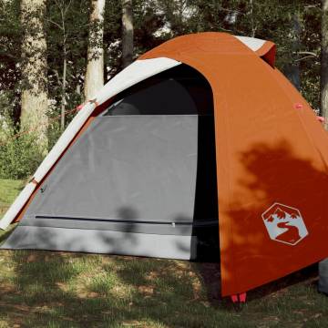 Camping Tent 2-Person Grey and Orange Blackout Fabric Waterproof