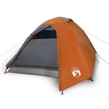 Camping Tent 2-Person Grey and Orange Blackout Fabric Waterproof