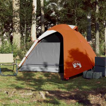 Camping Tent 2-Person Grey and Orange Blackout Fabric Waterproof