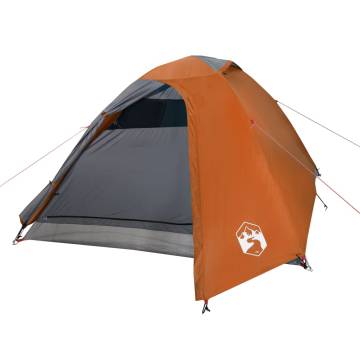 Camping Tent 2-Person Grey and Orange Blackout Fabric Waterproof