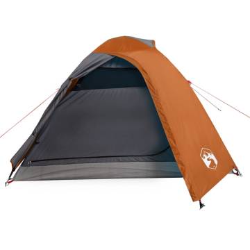 Camping Tent 2-Person Grey and Orange Blackout Fabric Waterproof