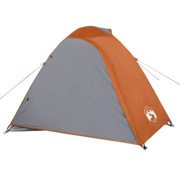 Camping Tent 2-Person Grey and Orange Blackout Fabric Waterproof