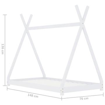 Kids Bed Frame White Solid Pine Wood 70x140 cm