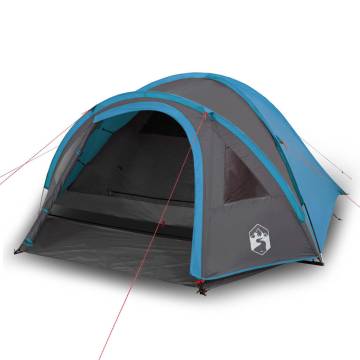 Camping Tent 4-Person Blue Blackout Fabric Waterproof