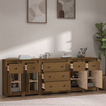 Sideboard Honey Brown 230x35x80 cm Solid Wood Pine