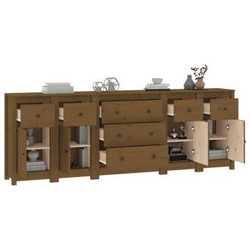 Sideboard Honey Brown 230x35x80 cm Solid Wood Pine