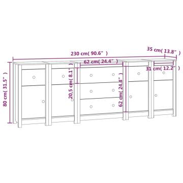 Sideboard Honey Brown 230x35x80 cm Solid Wood Pine