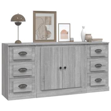 Sideboards 3 pcs Grey Sonoma Engineered Wood