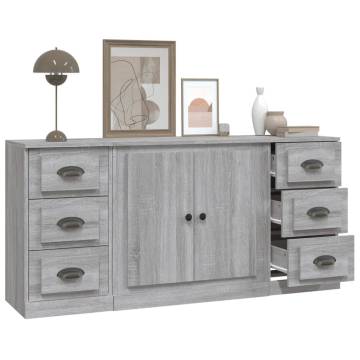 Sideboards 3 pcs Grey Sonoma Engineered Wood