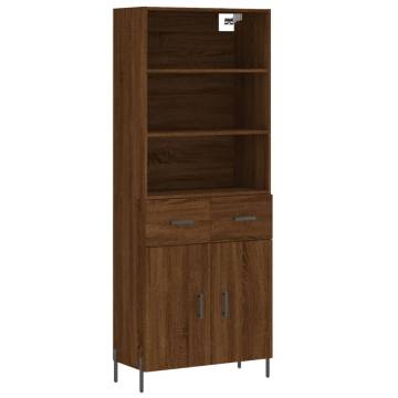 Highboard Brown Oak 69.5x34x180 cm Engineered Wood