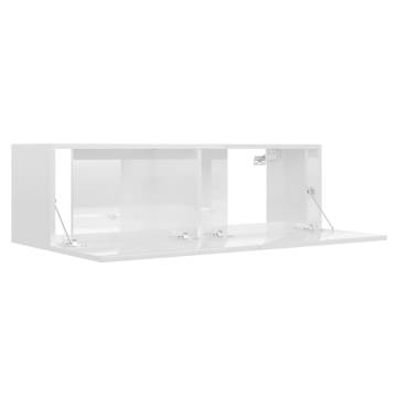 3 Piece TV Cabinet Set High Gloss White Engineered Wood