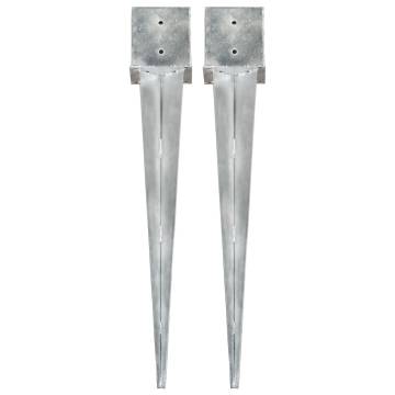 Ground Spikes 2 pcs Silver 14x14x91 cm Galvanised Steel