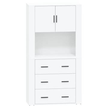 Highboard High Gloss White Engineered Wood