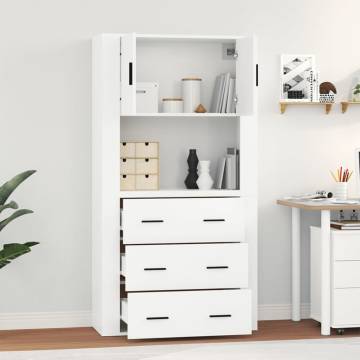 Highboard High Gloss White Engineered Wood