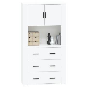 Highboard High Gloss White Engineered Wood