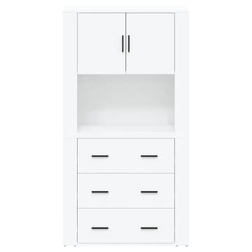 Highboard High Gloss White Engineered Wood