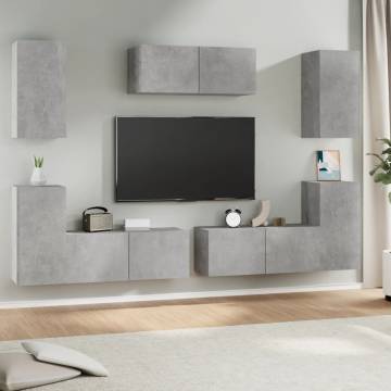 7 Piece TV Cabinet Set Concrete Grey Engineered Wood