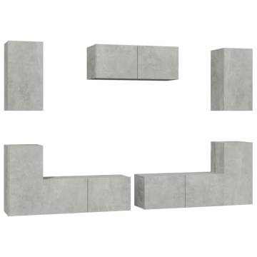 7 Piece TV Cabinet Set Concrete Grey Engineered Wood