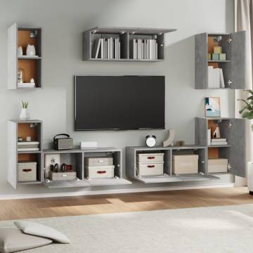 7 Piece TV Cabinet Set Concrete Grey Engineered Wood