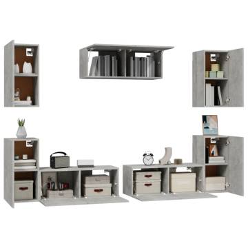 7 Piece TV Cabinet Set Concrete Grey Engineered Wood