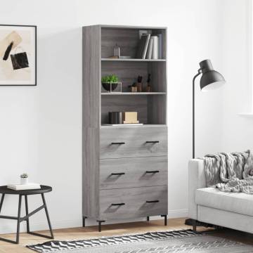 Highboard Grey Sonoma 69.5x34x180 cm Engineered Wood