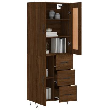 Highboard Brown Oak 69.5x34x180 cm Engineered Wood