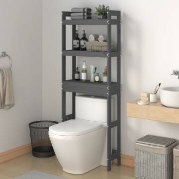 Toilet Rack Grey 63x26x171 cm Solid Wood Pine