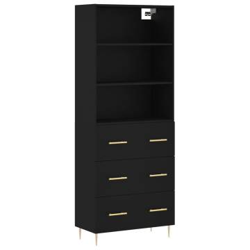 Highboard Black 69.5x34x180 cm Engineered Wood