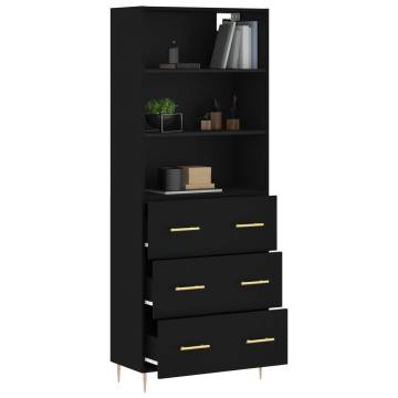 Highboard Black 69.5x34x180 cm Engineered Wood