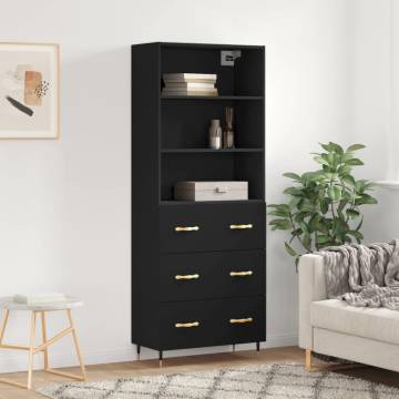 Highboard Black 69.5x34x180 cm Engineered Wood