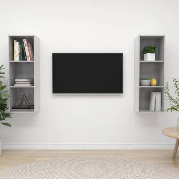 Wall-mounted TV Cabinets 2 pcs Concrete Grey Engineered Wood