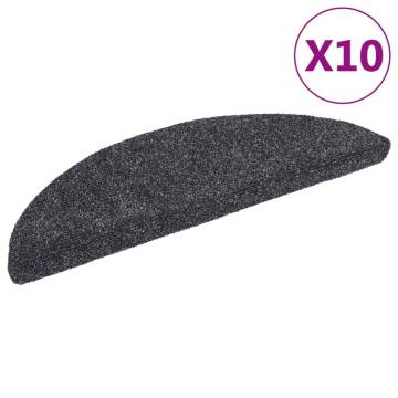 Self-adhesive Stair Mats 10 pcs Dark Grey 56x17x3 cm Needle Punch