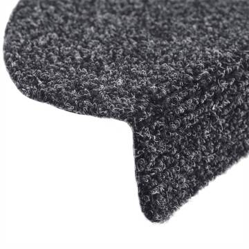 Self-adhesive Stair Mats 10 pcs Dark Grey 56x17x3 cm Needle Punch