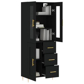 Highboard Black 69.5x34x180 cm Engineered Wood