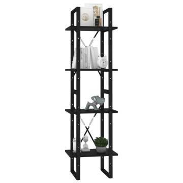 4-Tier Book Cabinet Black 40x30x140 cm Engineered Wood